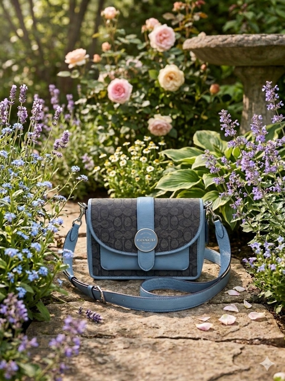 Coach C8307 Signature Jacquard Crossbody Bag in Blue & Smoke